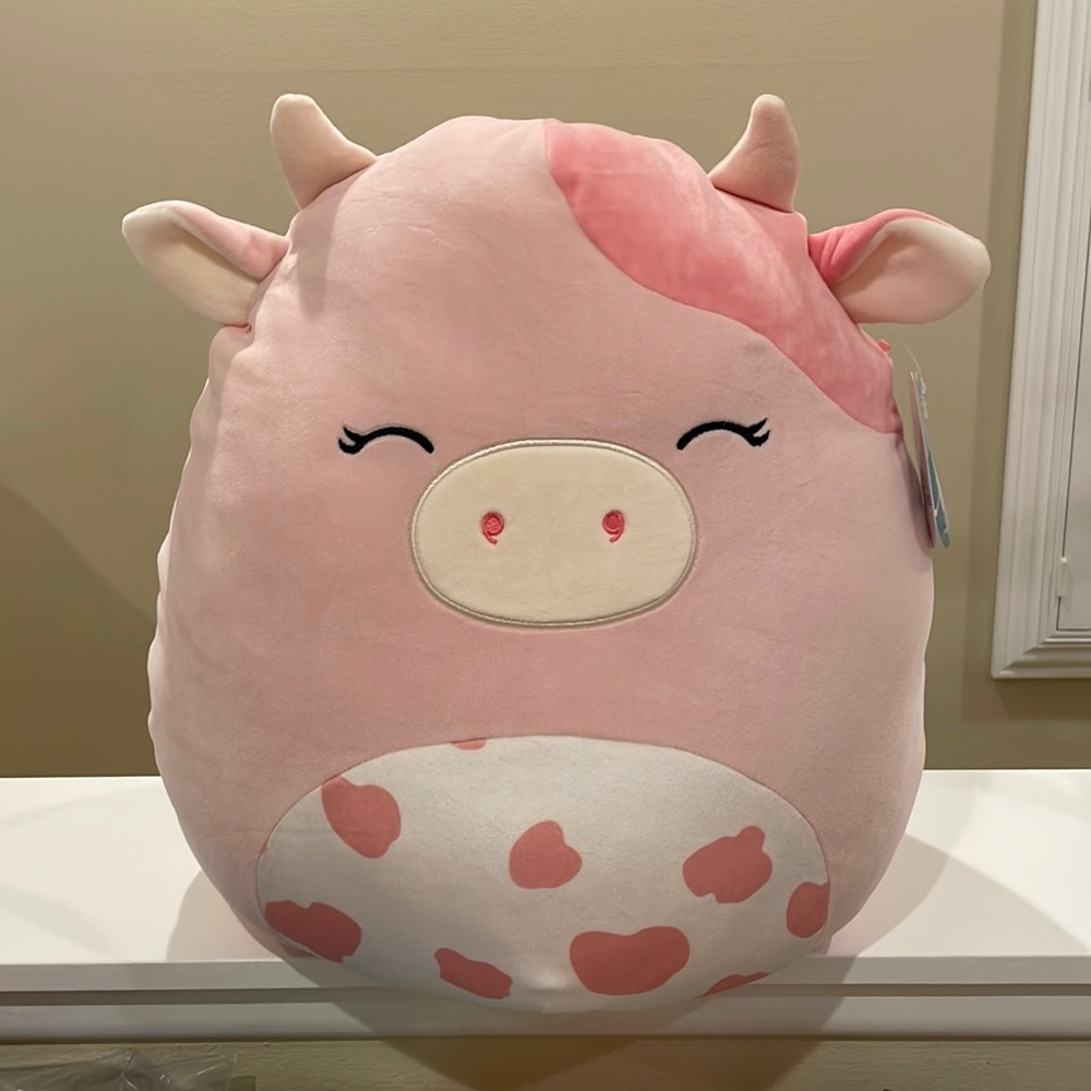 NWT 16” Clay the Strawberry Pink Cow Squishmallow